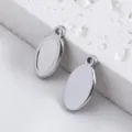 Gepolijste zilveren ovale roestvrijstalen hanger blanco's voor DIY sieraden maken - Onregelmatige Kleine Bladstijl / 5 Stuks/Verpakking (8.2x14.6mm) / Staalkleur