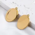 Twee gladde ovale 18K vergulde 304 roestvrijstalen hangerbedeltjes voor DIY-sieraden - Onregelmatige Grote Ovale Stijl / 5 Stuks/Verpakking (19x24.7mm) / Goud