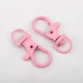 Two pink painted alloy swivel lobster spring clasps for DIY jewelry and bag accessories - 10 Pieces Pack / 13x35mm / Pink