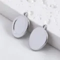 Gepolijste zilverkleurige 304 roestvrijstalen ovale hangerbasis voor DIY sieraden maken - Onregelmatige Kleine Ovale Stijl / 5 Stuks/Verpakking (12.4x16.7mm) / Staalkleur