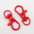 Vibrant red painted alloy swivel spring hooks for DIY bags and accessory crafts - 10 Pieces Pack / 13x35mm / Red