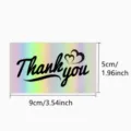 Tarjeta de agradecimiento holográfica arcoíris con dimensiones de 9x5cm y 3,54x1,96 pulg - Estilo Corazón Holográfico (DD4058) / 50 Hojas