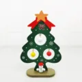 Mini árbol de Navidad de madera para decoración de mesa con bolas y muñeco de nieve - Adorno Colgante Verde / Verde