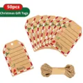Juego de 50 etiquetas de regalo de Navidad de papel kraft con motivos - Estilo SD6011 / 50 Unidades/Paquete (Incluyendo 50 Cuerdas de Cáñamo)