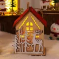 Decoración luminosa de madera para Navidad con diseño de ciervo y árbol láser regalo. - Cabaña de madera de renos / Color madera natural