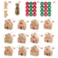 Juego completo de 24 cajas de dulces con forma de casa de jengibre navideña y pegatinas - S865# Juego de 24 Cajas Casa de Jengibre