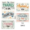 Pack de 50 tarjetas de agradecimiento artísticas con garabatos, tamaño 9x5,4cm - Estilo Floral Artístico (DD4061) / 50 Hojas