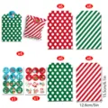 Lot de sacs en papier calendrier de l'avent Noël avec pois rayures rouges et verts - Style A (S898-A) / Lot de 24
