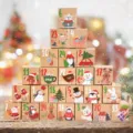 Set de 24 cajas de regalo para calendario de adviento de papel kraft con animales - Caja de Regalo de Cuenta Regresiva de Navidad (S871) / Juego de 24 piezas