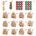 Juego de cajas de regalo de Navidad con forma de casa de jengibre y papel kraft - Estilo Casa de Jengibre (S865) / Juego de 24