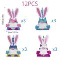 Juego de 12 cajas de caramelos gnomo de Pascua con orejas de conejo para fiestas - Estilo de Gnomo de Pascua (S921) / Juego de 12 Piezas (4 Diseños Mezclados)