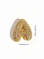 Gold Pave Bubble Buchstabe A Anhänger aus Edelstahl Halskette Größendetail 26.5x21mm - Kreuzketten Typ A