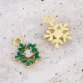 Gold and green enamel snowflake pendants for DIY Christmas jewelry making. - Snowflake / 12x14.7mm (2 Pieces/Pack) / Green