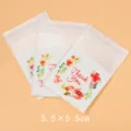 Small 5.5x5.5cm self-adhesive clear bags with floral Thank You print - Five-Color Flower (5.5x5.5cm) / 100 Pcs/Pack