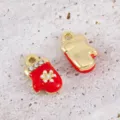 Exquisite Christmas red mitten charms with gold snowflake and rhinestone details for DIY jewelry - Christmas Gloves / 8x13.7mm (2 Pieces/Pack)