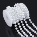 White plastic round pearl bead chain variant for DIY handmade jewelry and bag decoration - Round Pearl / 8mm (10m Pack) / White
