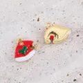 Red and gold alloy Christmas hat pendants for DIY jewelry and clothing accessories - Christmas Hat / 10.5x11.8mm (2 Pieces/Pack)