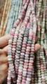 Handmade 4x8mm pink and green ice crack abacus beads for DIY jewelry making crafts - 50 Pieces/Pack / Yangmei Coconut