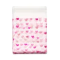 Pack of 100 self-sealing transparent food bags with pink heart pattern for cookies - 100 Pcs/Pack / Pink Red Hearts