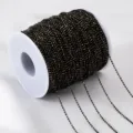 Premium 1.5mm black and gold copper ball chain spool for DIY jewelry and tassels - 1 Meter / Black