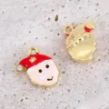 Christmas Santa Claus alloy pendant with red enamel and crystal for DIY jewelry making - Santa Claus / 11x13.8mm (2 Pieces/Pack)