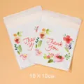 Premium 10x10cm floral Thank You self-sealing food packaging bags for cookies and snacks - Five-Color Flower (10x10cm) / 100 Pcs/Pack