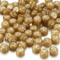 Gold acrylic round letter beads with white alphabet characters for DIY bracelet jewelry - 100 Pieces/Pack / Gold With White Letters