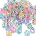 Transparent acrylic letter beads with colorful glitter for DIY bracelet making - 100 Pieces/Pack / Transparent Glitter With Colorful Letters
