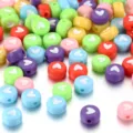 Colorful acrylic heart beads for DIY bracelet and necklace jewelry making - 100 Pieces/Pack / Mixed Colors With White Hearts