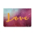 Biglietto d'auguri con sfondo nebulosa galassia vibrante e testo Love scritto a mano. - Stile Love (S389)
