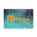 Biglietto d'auguri cielo stellato con scritta gialla Merci per regalo di ringraziamento - Stile Merci (S389)