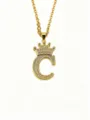 Goldfarbene Kronen-Buchstaben-C-Anhänger-Halskette mit Zirkonia, elegante Schlüsselbeinkette. - Buchstabe C