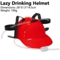 Rode drinkhelm voor bierblikjes met verstelbaar rietje en maten - Eén maat / Rood