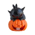 Λεπτομερής προβολή της λάμπας κολοκύθας Halloween με μαύρο διαβολάκι και φως LED - Κολοκύθα με Φως Γάτας