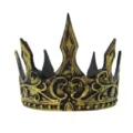 Detailansicht einer goldenen mittelalterlichen Krone für Kostüme und Halloween Feste - Einheitsgröße / Doppelmond Krone Gold