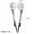 Detailed dimension view of Halloween skeletal hand yard stakes with height and weight - Skeleton Hand Stakes / One Pair