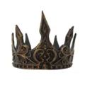 Aufwendige mittelalterliche Königskrone in Bronze und Schwarz für Halloween-Kostümfeste - Einheitsgröße / Doppelmond Krone Bronze