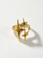 Close up of the trendy 18k gold stainless steel geometric multi-star ring detail view. - Star Ring