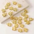 Goldene quadratische Buchstaben Anhänger 26 Alphabet Initialen Schmuck Zubehör DIY Teile - Buchstabe A