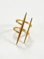 Exquisite 18K gold stainless steel geometric ring featuring unique vertical spike hollow design. - Slender Geometric Rings