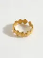 Gold stainless steel seashell pattern open ring detail view, stylish geometric fashion jewelry. - Shell Ring