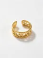 Gold Stainless Steel Geometric Star Cutout Open Ring Fashion Trendy Daily Jewelry - Hollow Moon and Star Rings