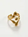 Close-up detail of geometric hollow open ring, 18K gold stainless steel fashion jewelry. - Geometric Teardrop Rings