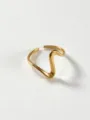 Close-up of the trendy gold geometric wavy open ring, highlighting its sleek metal design. - Curved Rings