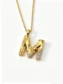 Minimalistische goldene Initialen Buchstabe M Anhänger Halskette mit Strass für Damen Schmuck - M