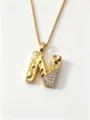 Vergoldete Buchstabe N Anhänger Halskette mit Strass-Details, elegante minimalistische Kette. - Buchstabe N