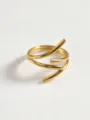 Gold geometric wrap ring detail shot, minimalist stainless steel fashion jewelry for modern women. - Geometric Split Rings