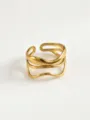 Gold geometric multi-strand wave hollow ring detail shot showcasing the unique design. - Geometric Multi-layer Linear Rings