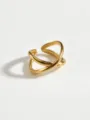 Detailed shot of a stylish gold geometric cross-shaped open ring, sleek modern jewelry design. - Geometric Crisscross Rings