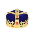 Golden king crown with blue velvet and colorful gems for children's Halloween dress up - One Size / Imperial King Crown Blue